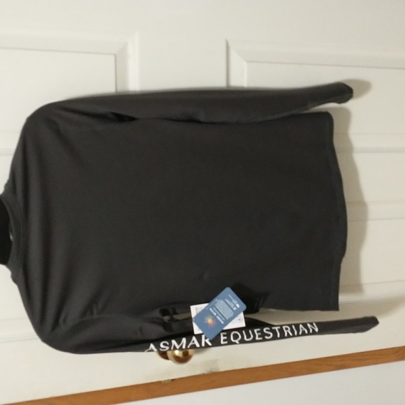 Asmar Equestrian mid weight long sleeve logo shirt in charcoal - Picture 6 of 7